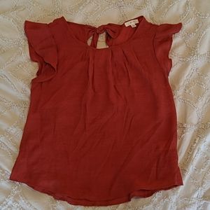 Short sleeve burnt orange blouse